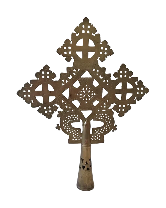 Vintage Ethiopian Processional Coptic Cross Large