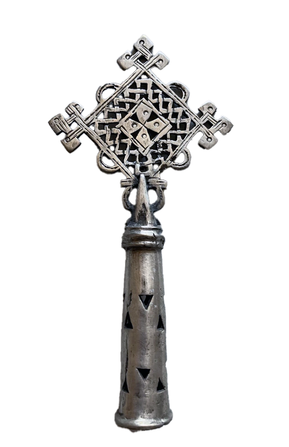 Handmade Ethiopian Coptic Christian Metal Processional Cross Ethiopia
