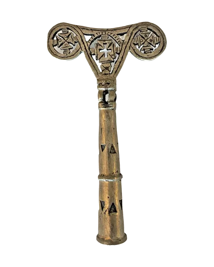 Handmade Ethiopian Coptic Christian Metal Processional Cross