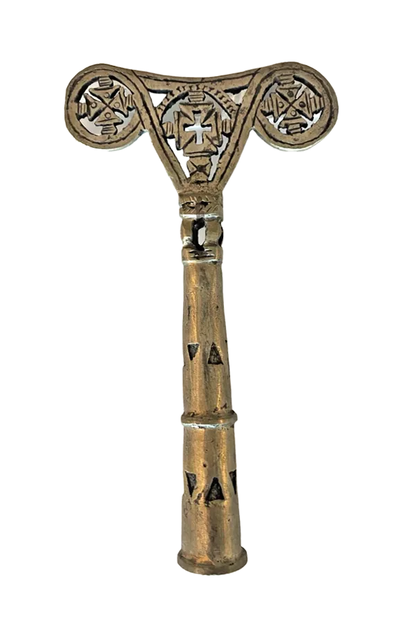 Handmade Ethiopian Coptic Christian Metal Processional Cross