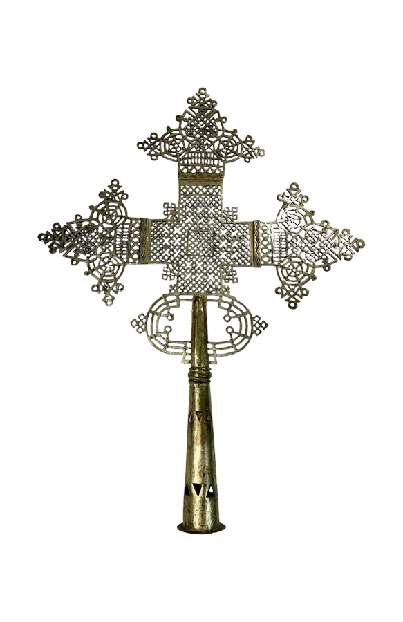 Vintage Ethiopian Silver Processional Cross